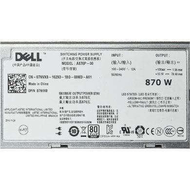 7NVX8 DELL fonte redundante CN-7NVX8 870W para PowerEdge R710 T610
