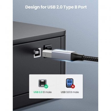 80807 Ugreen cabo de impressora USB-C para USB-B 2.0