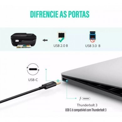 Ugreen cabo de impressora USB-C para USB-B 2.0