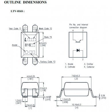 Acoplador optico LTV-816 4 terminais SMD (10 und)