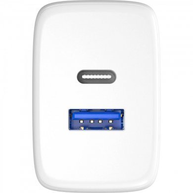 82661 Fortrek carregador Dual USB-A USB-C fast charger 20W branco