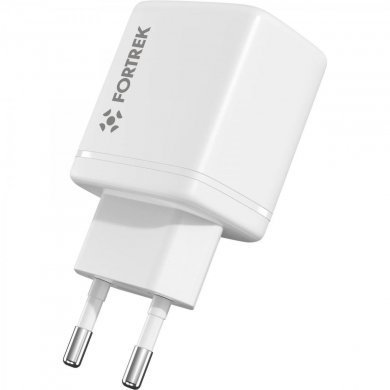 82661 Fortrek carregador Dual USB-A USB-C fast charger 20W branco