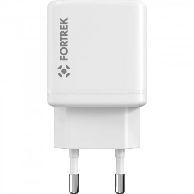 82661 Fortrek carregador Dual USB-A USB-C fast charger 20W branco