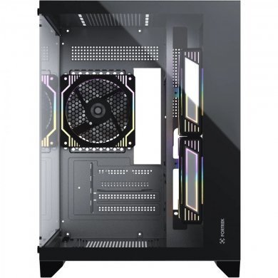 83456 Fortrek gabinete Clarity M-ATX frontal em vidro preto