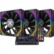 Fortrek kit 3 cooler Frosty Black Edition ARGB 120mm com controladora, 5V 3pin e PWM 4pin