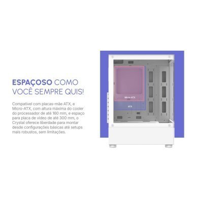 86947 Fortrek gabinete Crystal mid tower ATX branco