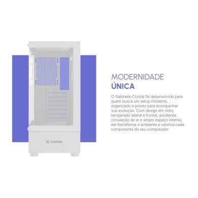 86947 Fortrek gabinete Crystal mid tower ATX branco
