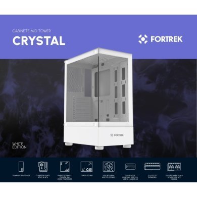 86947 Fortrek gabinete Crystal mid tower ATX branco