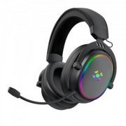 Fortrek headset gamer Win Air sem fio trimode preto Dongle USB 2.4GHz, Bluetooth, via cabo P3