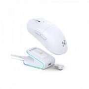 Fortrek mouse gamer Loyal white edition sem fio 24000DPI trimode dongle USB 2.4GHz, Bluetooth, Dock de carrega
