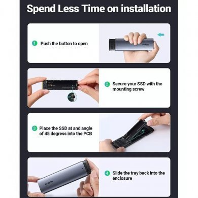 90264 Ugreen case externo m.2 sata e NVMe para USB/Tipo-C