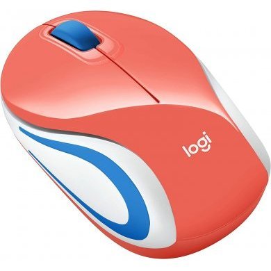 Logitech Combo Mini Mouse Sem Fio M187 Coral