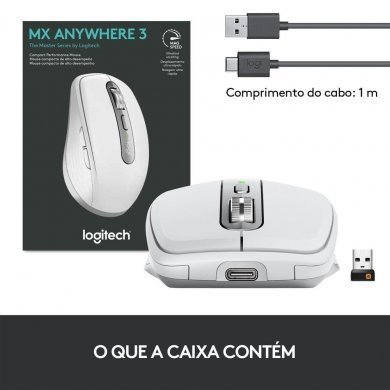 Logitech mouse óptico sem fio Anywhere MX 3 Cinza