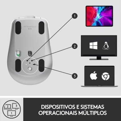 Logitech mouse óptico sem fio Anywhere MX 3 Cinza