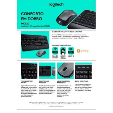 Logitech Kit Teclado e Mouse Wireless MK520