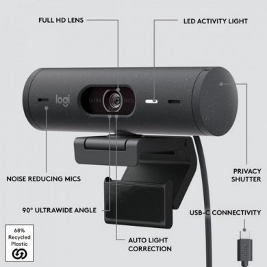 Logitech  Webcam Brio 500 grafite