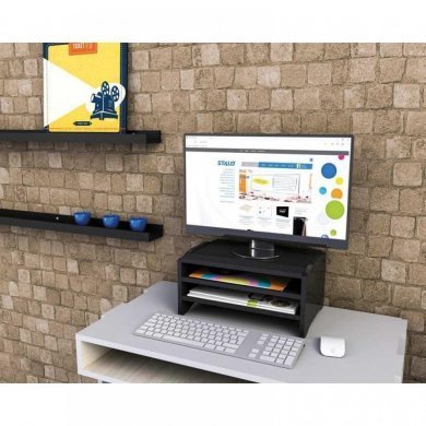 9768 Stalo suporte para monitor com 3 prateleiras preto