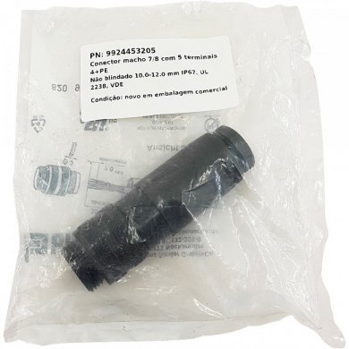 Conector macho 7/8 com 5 terminais 4+PE
