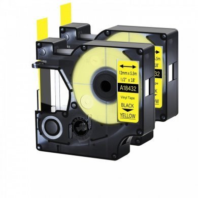 A18432 Fita Vinyl preto/amarelo 12mm compatível Brother