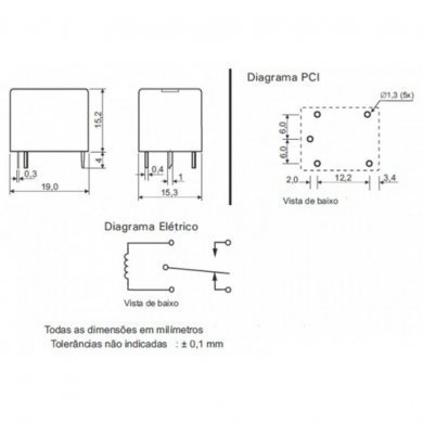 Relê Metaltex A1RC2 12V 5 terminais (Kit com 5 und)