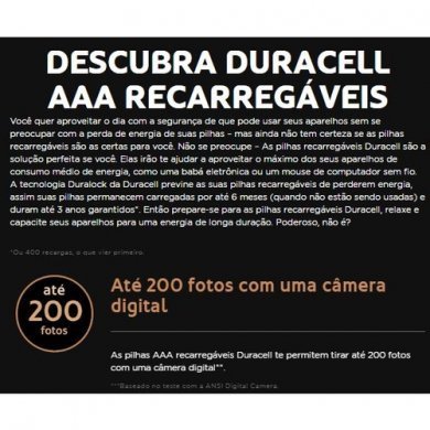 Duracell Pilha Recarregável AAA 850mAh 1.2V