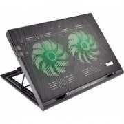 Multilaser Base para Notebook Warrior Gamer Power 2 Coolers 125MM Led verde compatível com notebooks com tela de 9 até 17 polegadas