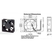 ADDA Fan 120x120x38mm 12V 0.70A 3200 RPM 122 CFM, 48dBA. Vida util aproximada 50000 horas a 25 graus