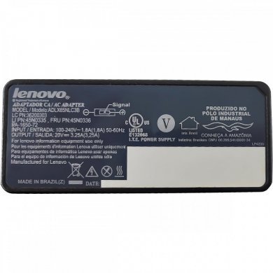 Fonte carregador original Lenovo 65W 20V 3.25A