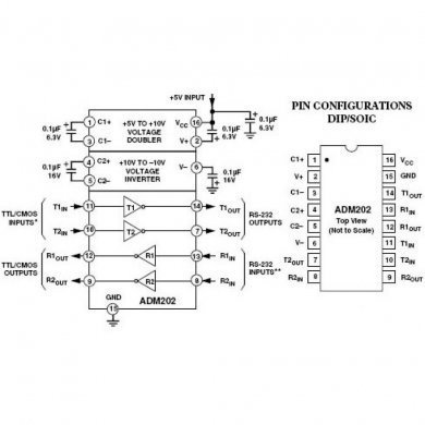 ADM202JN Kit 4x Ci RS232 Interface PDIP-16