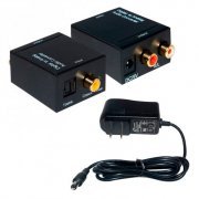 Adaptador Conversor Audio Digital Óptico Toslink ou SPDIF Coaxial para Coaxial RCA L/R Analógico