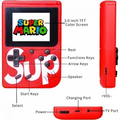 Mini game portátil Sup Game Box 400 jogos Vermelho