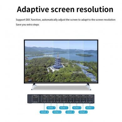 AM-KVM801 Switch KVM USB 8 portas HDMI 4K 30Hz