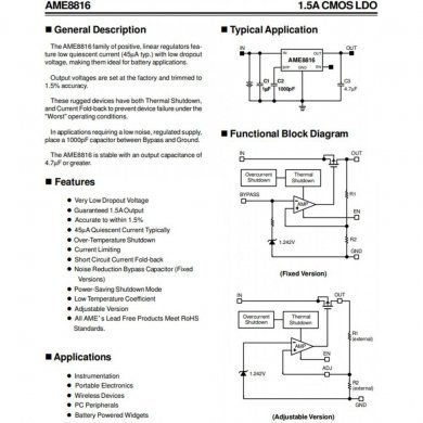 4x Regulador Tensão 1.5A CMOS LDO AME8816 ADJ