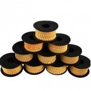 Kit Anilha para Rede 0 a 9 com 5000 und PARA FIOS E CABOS 2.5 a 6mm, Amarelo com Letras em Preto (Kit de númer