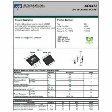 Mosfet 4468 N-CH 30V 10.5A 8SOIC (Kit 5x und)