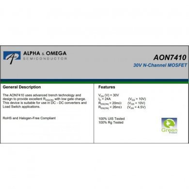 Transistor Mosfet 7410 N-CH 30V 24A (Kit 10x und)