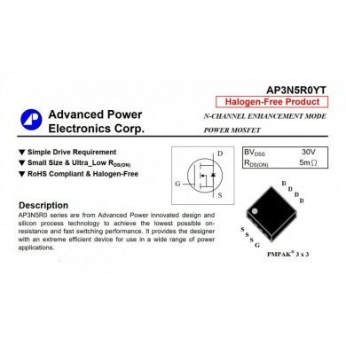 AP3N5R0YT 10x Transistor Mosfet AP3N5R0YT 3N5R0 N-CH QFN-8