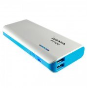ADATA Carregador Portátil Power Bank USB 10.000mAh Branco e Azul - 1x Saída USB 1A / 1x Saída USB 2.1A