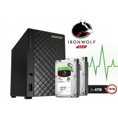 AS1002T8000 Asustor NAS 2 Baias 8TB Marvell 1.6GHZ