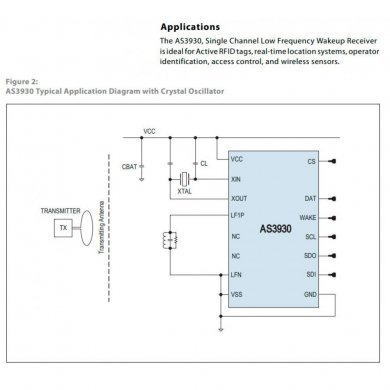 AS3930A iC RFID Reader 110kHz / 150kHz SPI 2.4V to 3.6V
