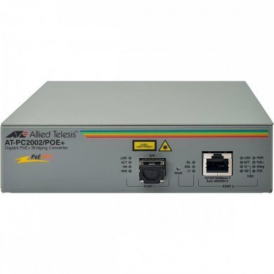 AT-PC2002POE Allied Telesis Conversor Mídia Gigabit PoE SFP