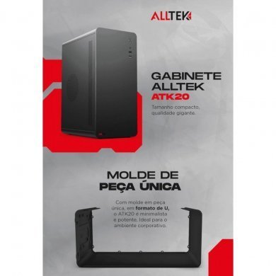 ATK20 Alltek gabinete micro ATX/ITX mid tower preto