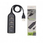 Hub 4 portas USB 2.0 preto plug n play com power led