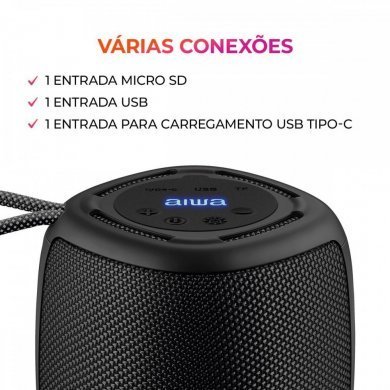 Aiwa caixa bluetooth SP-03-B IPX4 RGB 15W preto