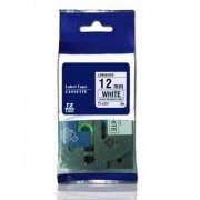 Fita compativel rotulador Brother 12mm 8m Laminado Preto sobre Branco (Compatível com fitas padrão TZ e TZe)