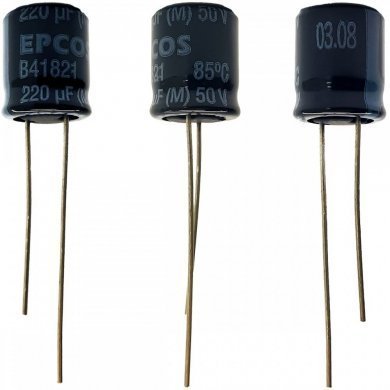 Capacitor eletrolitico EPCOS 220uF 50V (Kit 10x)