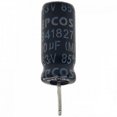 Capacitor eletrolitico 10uF 63V (Kit 20x unidades)