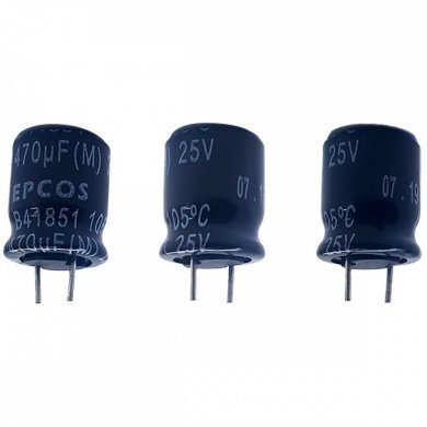 Capacitor eletrolitico EPCOS 470uF 25V (Kit 10x)