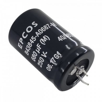 B43845-A0687-M EPCOS Capacitor Eletrolitico 680uF 250V 40x25mm