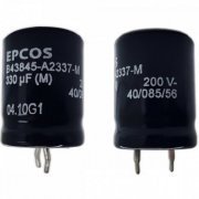 Capacitor eletrolitico EPCOS 330uF 200V Largura: 2.2cm / Altura: 3cm